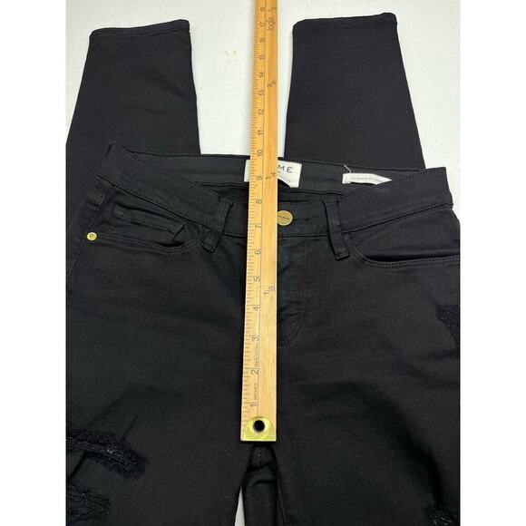 Frame Denim Le Skinny De Jeanne Distressed High Rise Black Jean Size 25 - Picture 6 of 8